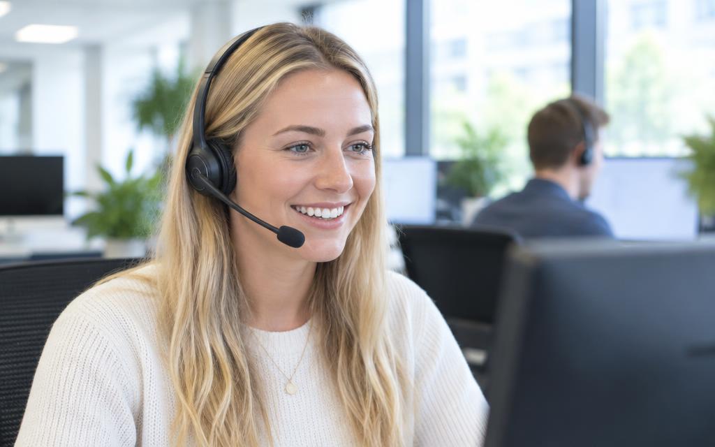 Customer service adviser on a headset
